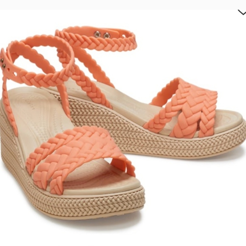 Crocs Wedge Sandal with Braided Coral Straps - Picture 4 of 6